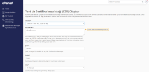 cPanel CSR kodu oluşturma