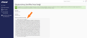 cPanel'de CSR kodu oluşturma