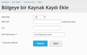 özel nameserver 