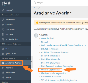 Plesk Panel Session Ayarı