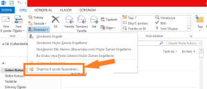 outlook mail adresi kara listeye ekleme