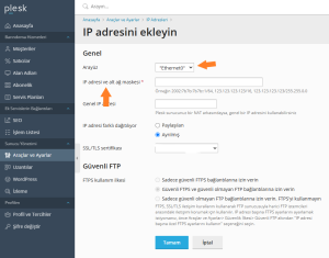 hosting ip tanımlama