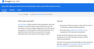 google dns ayarları
