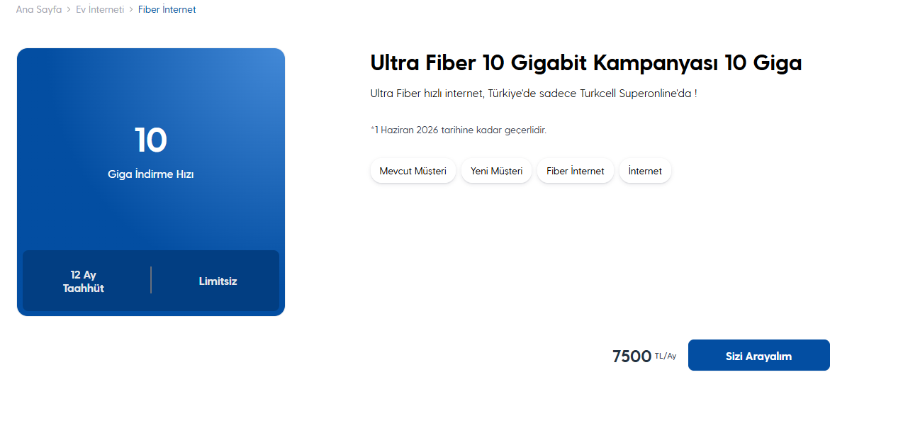 10 Gbps Fiber İnternet