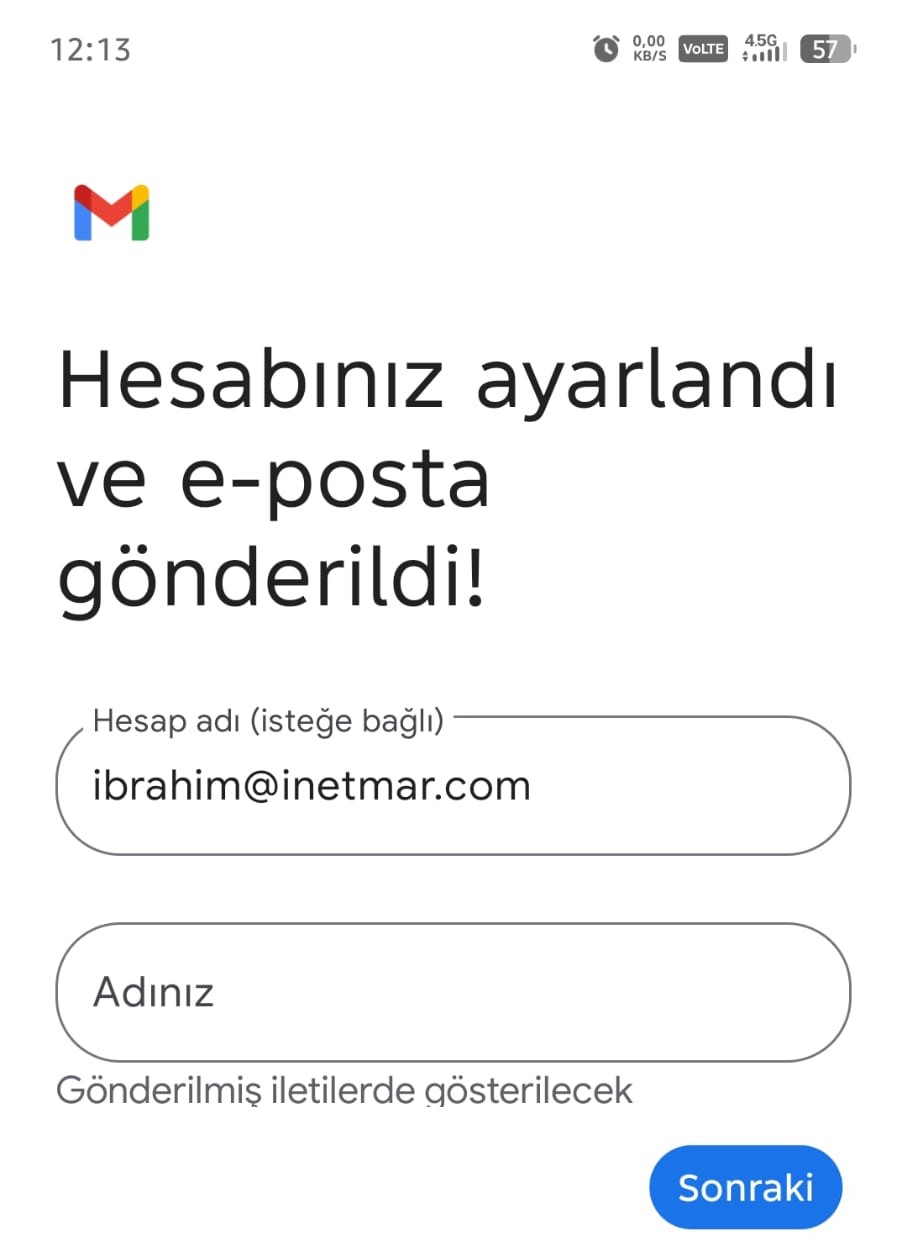 android telefona mail kurma